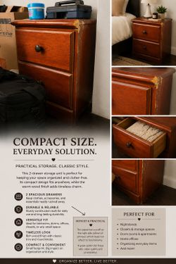 2-Drawer Nightstand / Bedside Table