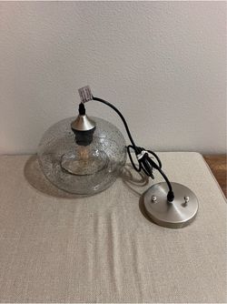 New Seeded Glass Pendant Light with Brushed Nickel Canopy