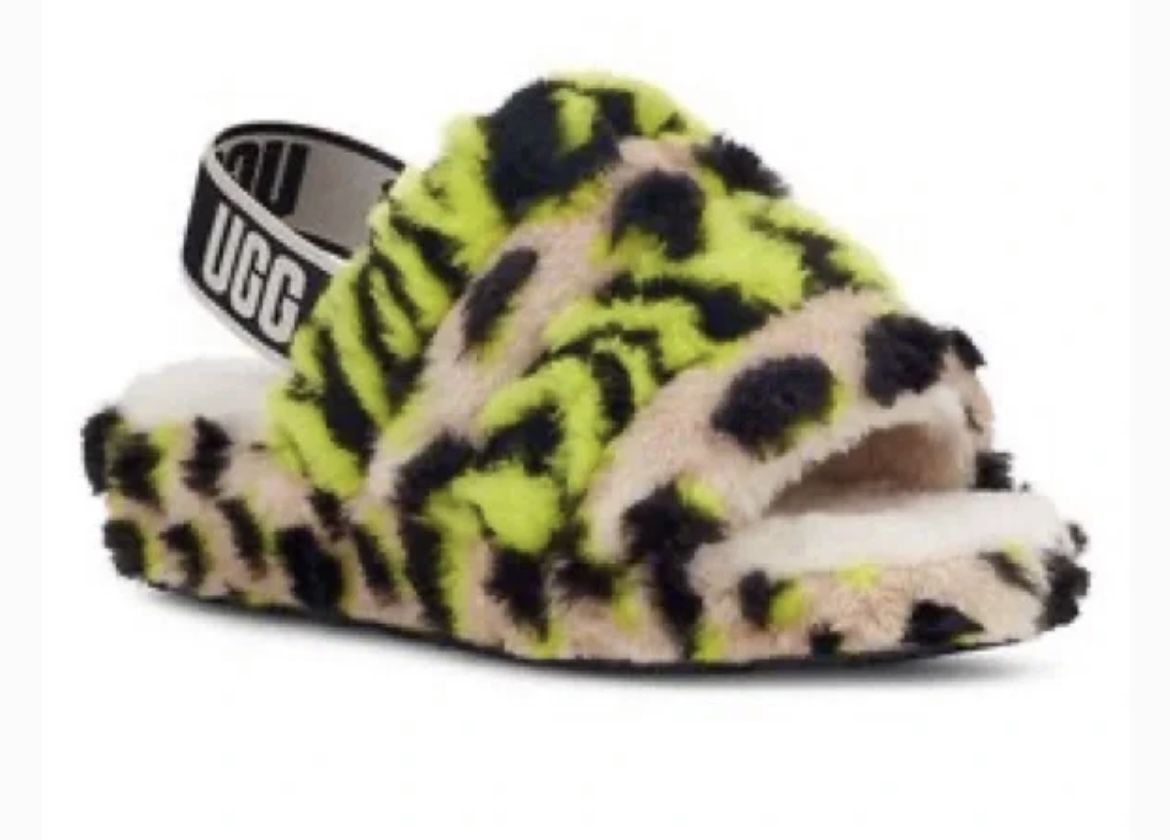 Fluff Yeah Animalia Slingback Sandal Key Lime Size 8 NEW UGG