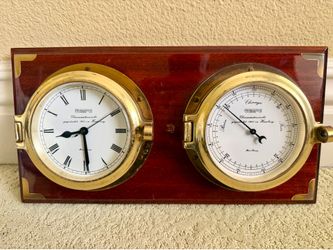 Vintage WEMPE Chronometerwerke Hamburg Germany Marine Barometer And Clock