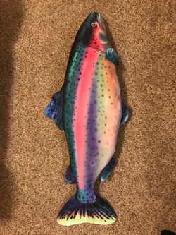 Giant Rainbow Trout Fish  Pillow
