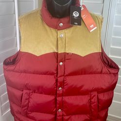 Levi’s Denim Western Super Puffer Down Rhythmic Red Vest - Men’s Size 2XL - New w/Tags $148.00