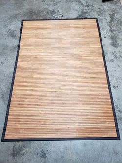 Bamboo Area Rug 4x6 Mat with Leather Trim and non-skid backing