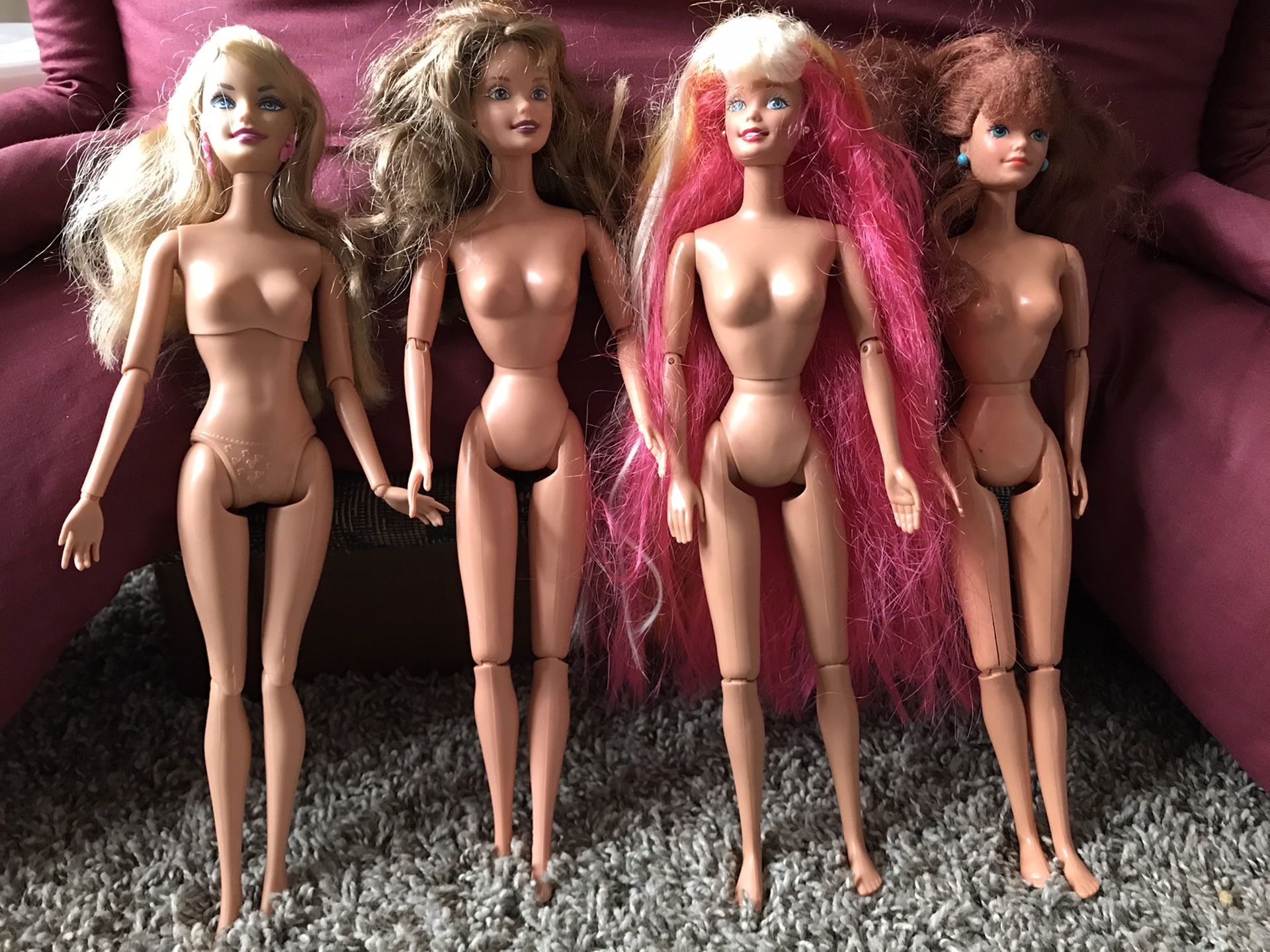 4 Bendable Barbie Dolls