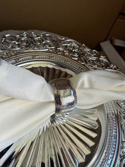 Silver hammer Indented Napkin Rings Set of 10