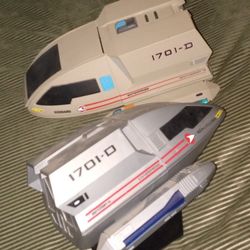 Rare Lot Of 2 Original Factory Star Trek 1701-D Space Travel Ships Deal
