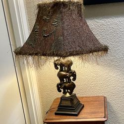 Unique Vintage Elephant Lamp with Original Shade