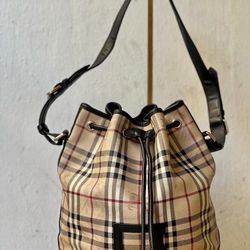 Pre Owned Authentic Very Rare Vintage Burberry Bucket Shoulder Bag