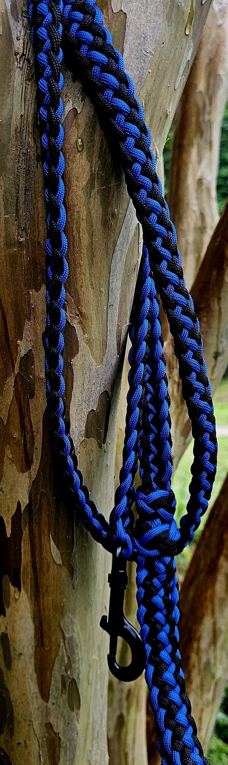 Thin Blue Line Hand Braided Dog Leash