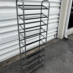 Metal 10 Tier Shoe Rack Closet Organizer Shelf! Great condition! 21x9x62in 