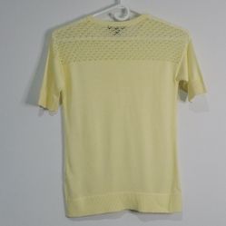 Banana Republic Pale Yellow Crochet knit light weight short sleeve sweater XXS 