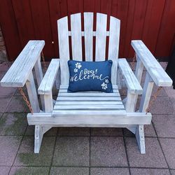 Outdoor Whitewashed Wood Glider Swing Chair