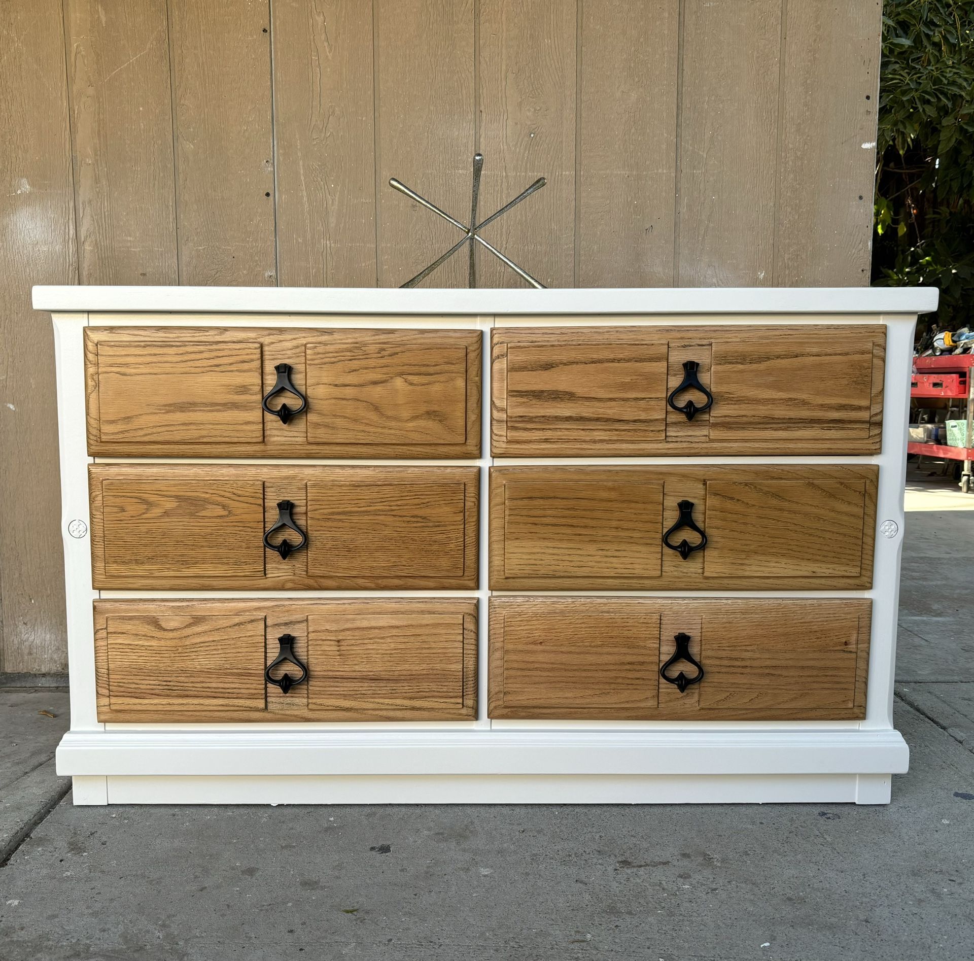 Mid century natural wood and white