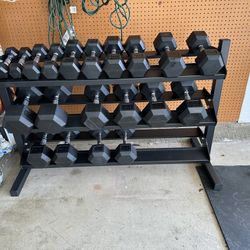 5-50lbs Dumbbells w/Rack 