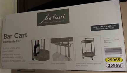 Belavi Bar Cart with Bottle and Glass Holder