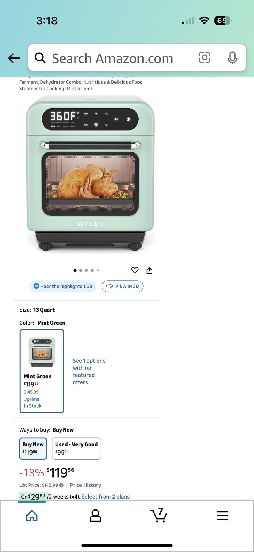 Secura Multifunction Air Fryer Steam Oven