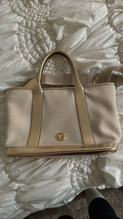 Michael Kors Metallic Gold & Canvas Tote / Crossbody Bag