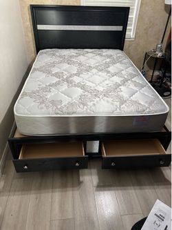 Queen size bed frame with mattress