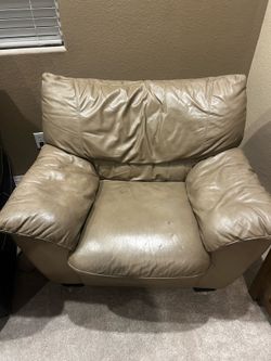 Beige colored leather chair