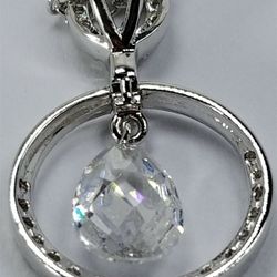 Women's Sterling Silver 925 Chain with White Stones Charm / Pendant #81163
