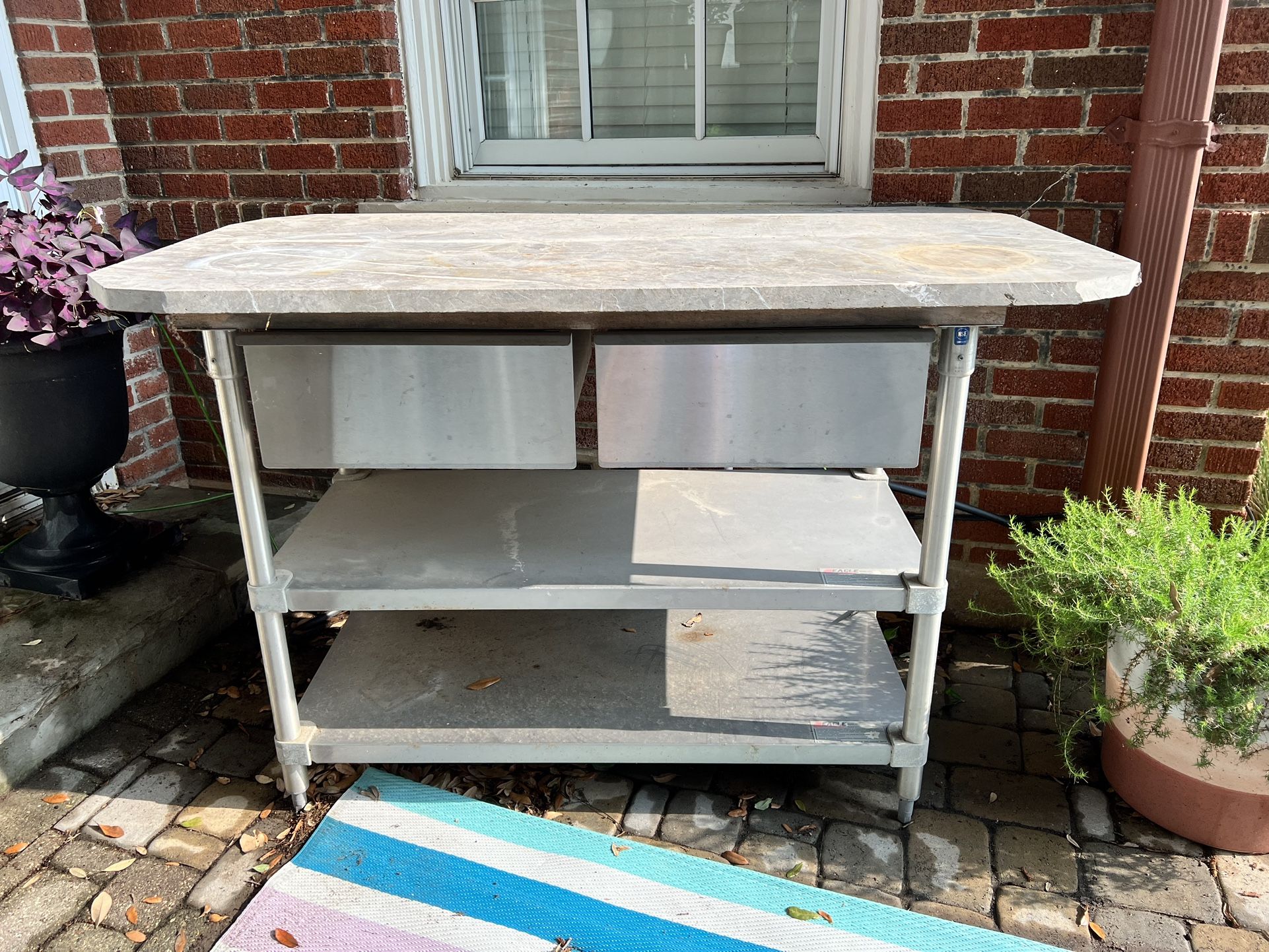 Eagle Group SOLID Marble Top Prep Table/Kitchen Island/Patio Prep Table