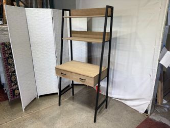Industrial Style Light Tan Ladder Office Desk with 2-Drawers