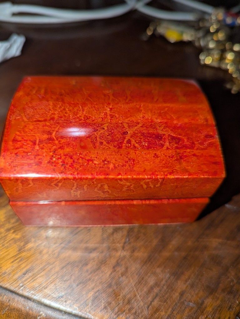 Very Old Marble Wood Jewelry Box