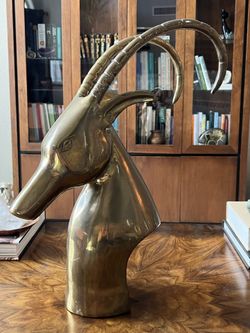 1960’s Leon Chervet Style Brass Gazelle Bust