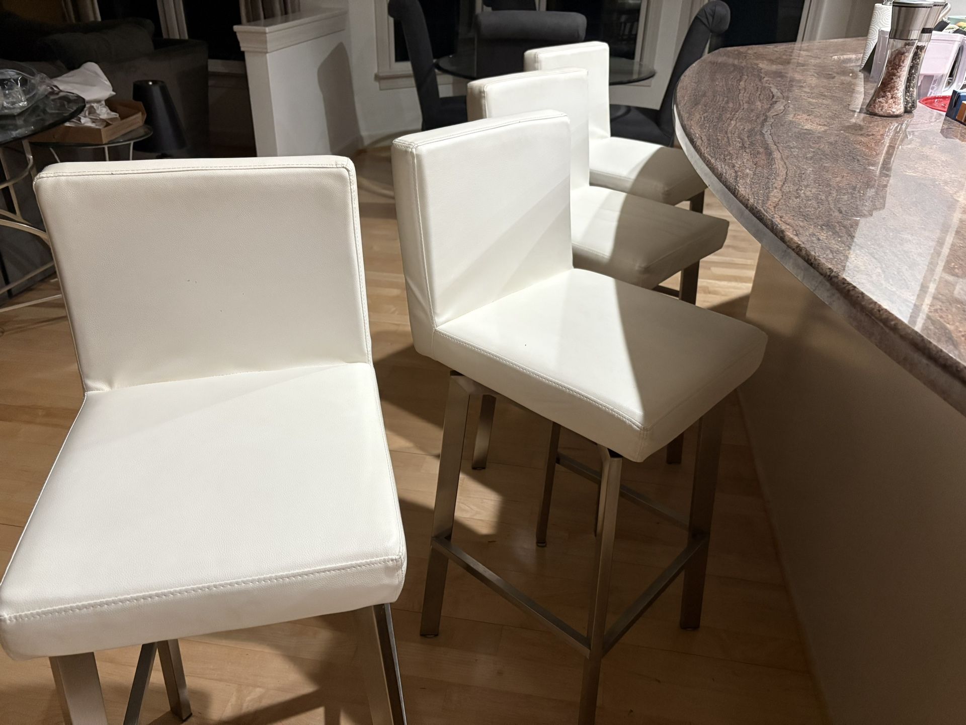 Faux Lesther White Bar stools
