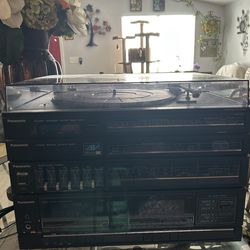 Panasonic vintage disc vinyl and double casssete player