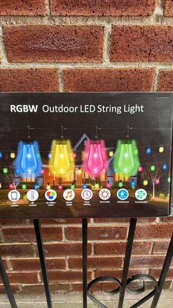 Brand new 50FT RGBW Outdoor String Lights 24V Dimmable Patio IP65 Waterproof, 200+ Dynamic Modes, Music Sync, App & Remote Control, Zip Ties Included,