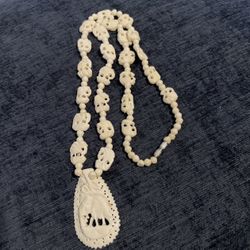 Vintage Antique Carved Bone,  Elephant Necklace