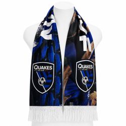 San Jose Earthquakes Soccer Fan Scarf Blue Black White Fringe MLS