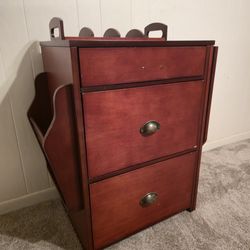Sideboard Red Wood Table Desk 2 Drawer Queen Anne Bill Payer's Desk Filing Cabinet Furniture
