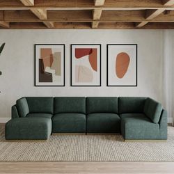 Henredon Murphy Fabric 6-piece Modular Sectional with Ottoman, Green $1199.99