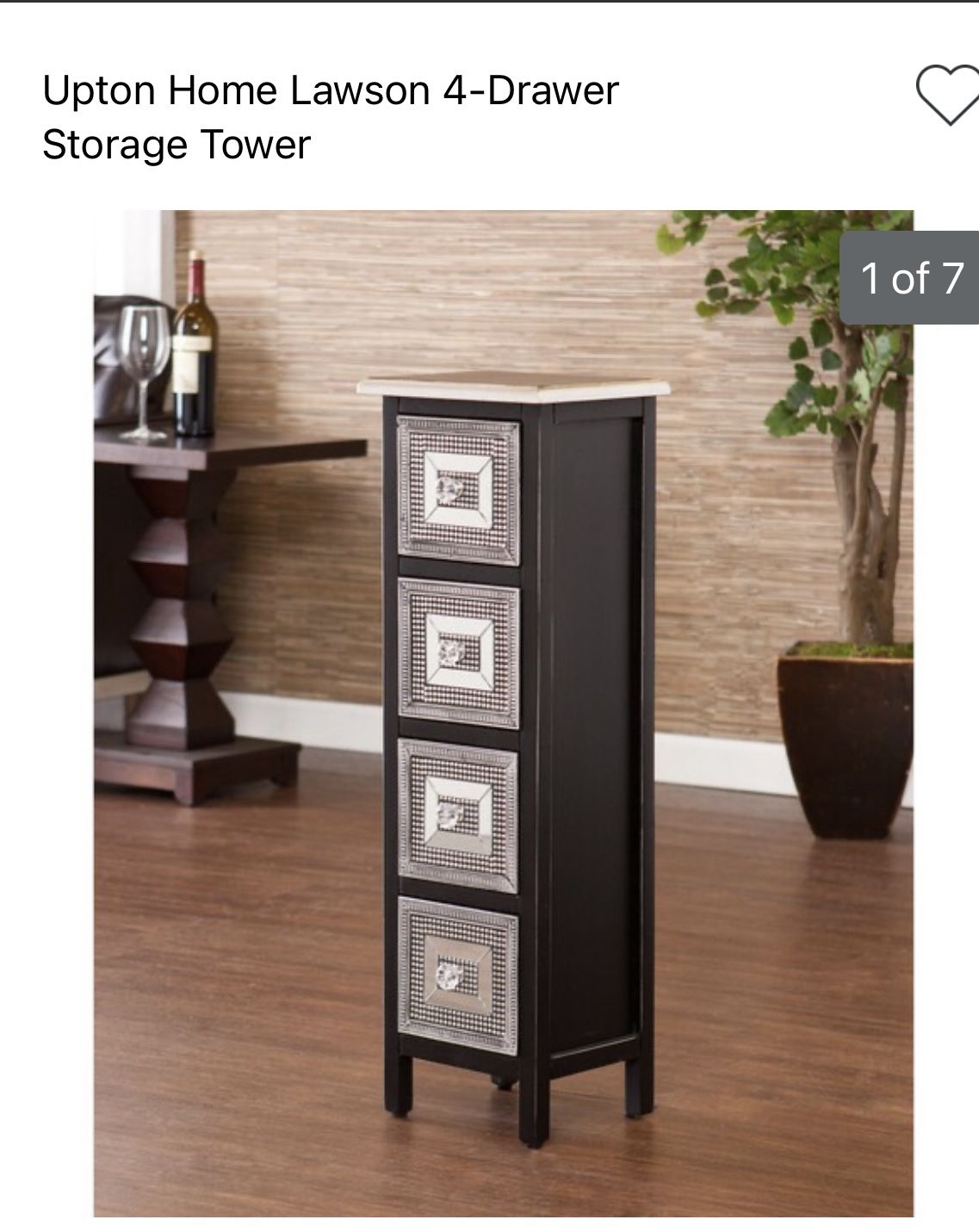 4 Drawer Storage Tower Accent Table