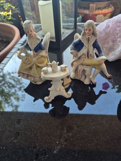 German Porcelain figurines couple drinking tea