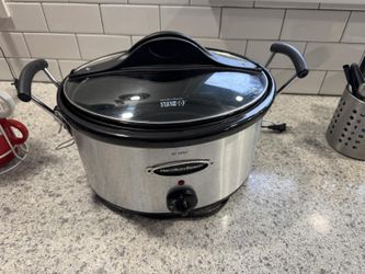 Hamilton Beach 6 Qt Slow Cooker, Stoneware Crock with Removable Pot, Stainless Steel