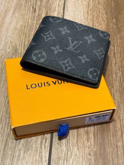 New Men's Black Monogram Designer Style Pocket Wallet & Box