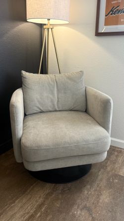 West Elm Auburn Swivel Chair - Dune Distressed Velvet