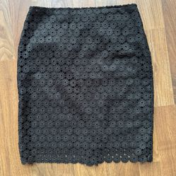 Doncaster Collection Womens Size 2 Black Eyelet Floral Pencil Skirt Lined
