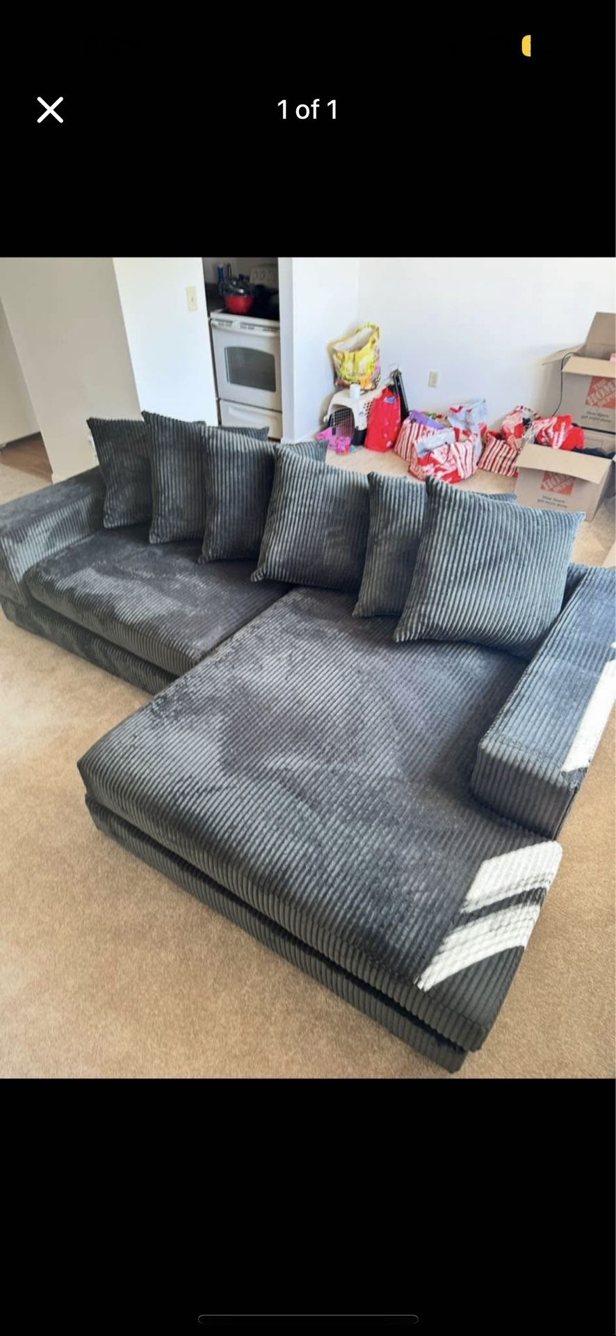 Luxe 108" Corduroy Sectional - Smoke