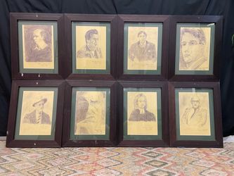 Old Sketches Irish Poets /Writers H23”x18.5” 8pieces