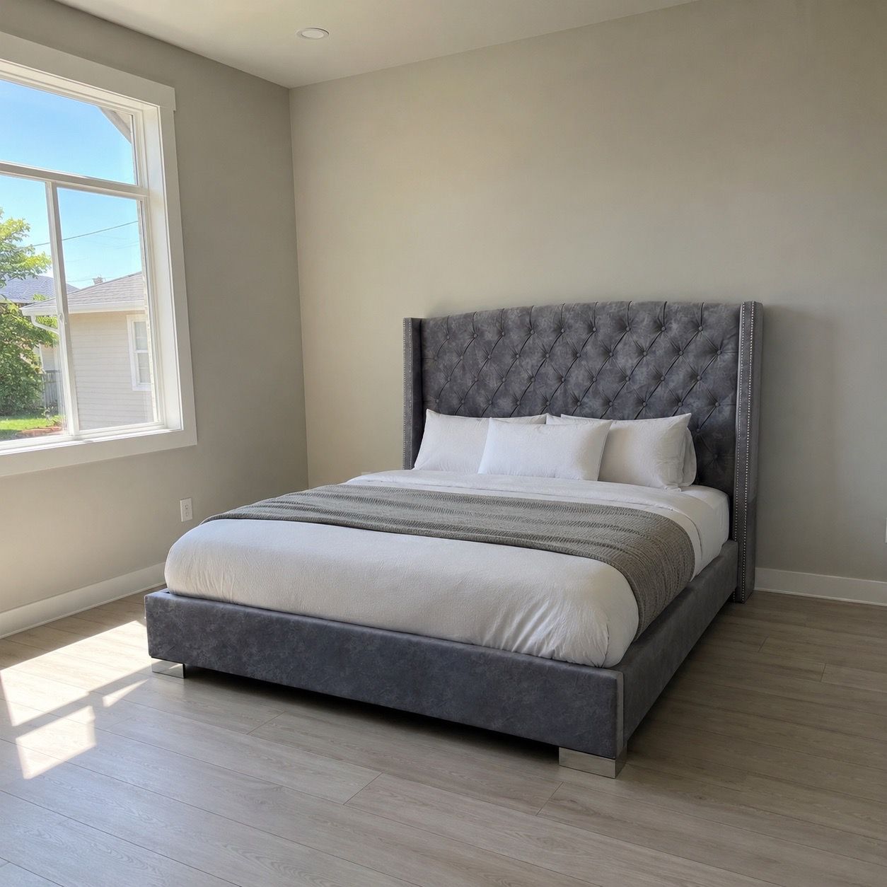 Bed Frame Grey New