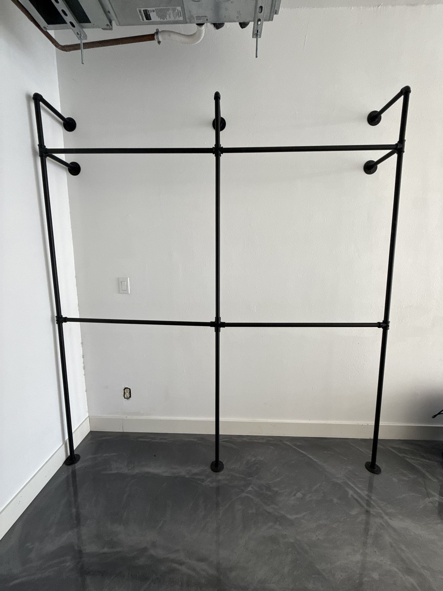 pamo Industrial Pipe Clothing Rack - 660 lbs Capacity - Wall Mounted Clothes Rack and Walk In Closet