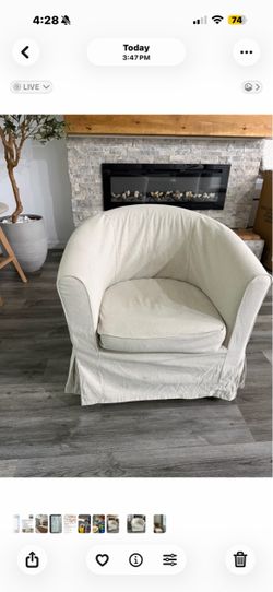 Cream Barrel Accent Chair with Slipcover set of 2