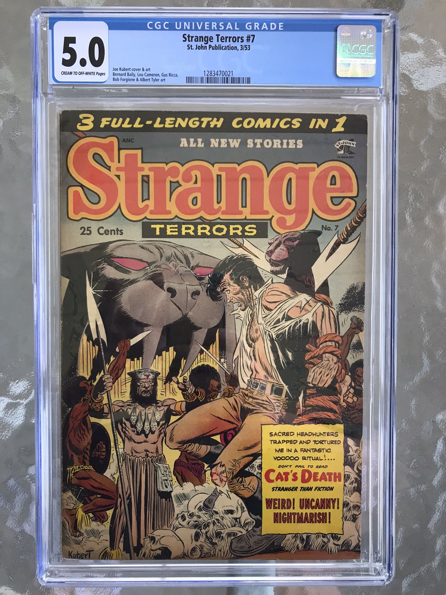 Strange Terrors #7 (1953) CGC 5.0 — Joe Kubert cover and art; St. John