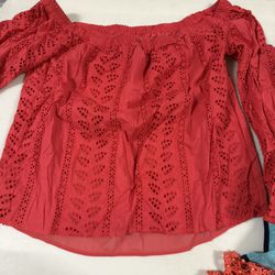 Red Off The Shoulder Women’s Shirt 
