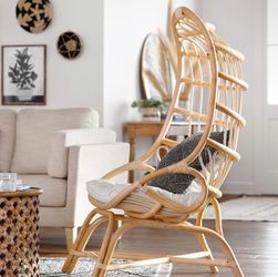 Fallon Natural Rattan Cocoon / Egg Chair with Cushion