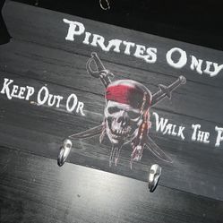 Pirate Wall Hook Wooden Plaque 